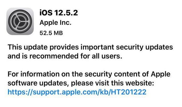 清新苹果手机维修分享iOS12.5.2发布，建议所有老苹果用户安装 